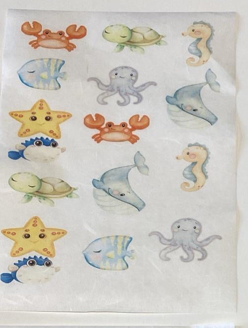 Carta di riso formato A4 animaletti di mare