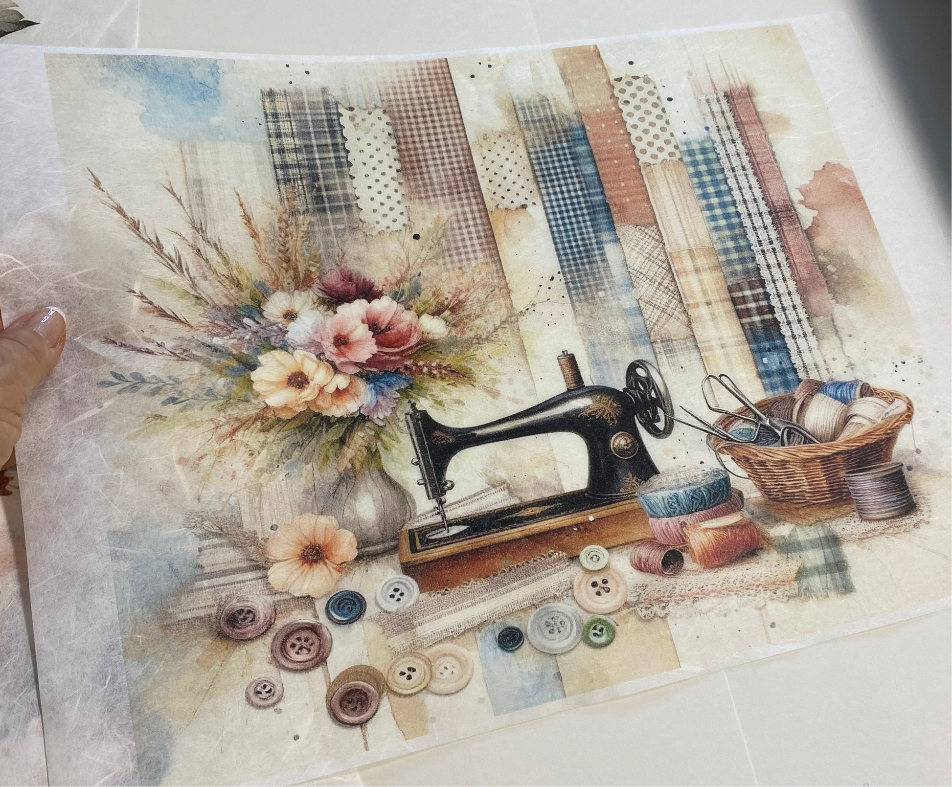 Carta di riso formato A3 macchina da cucire vintage
