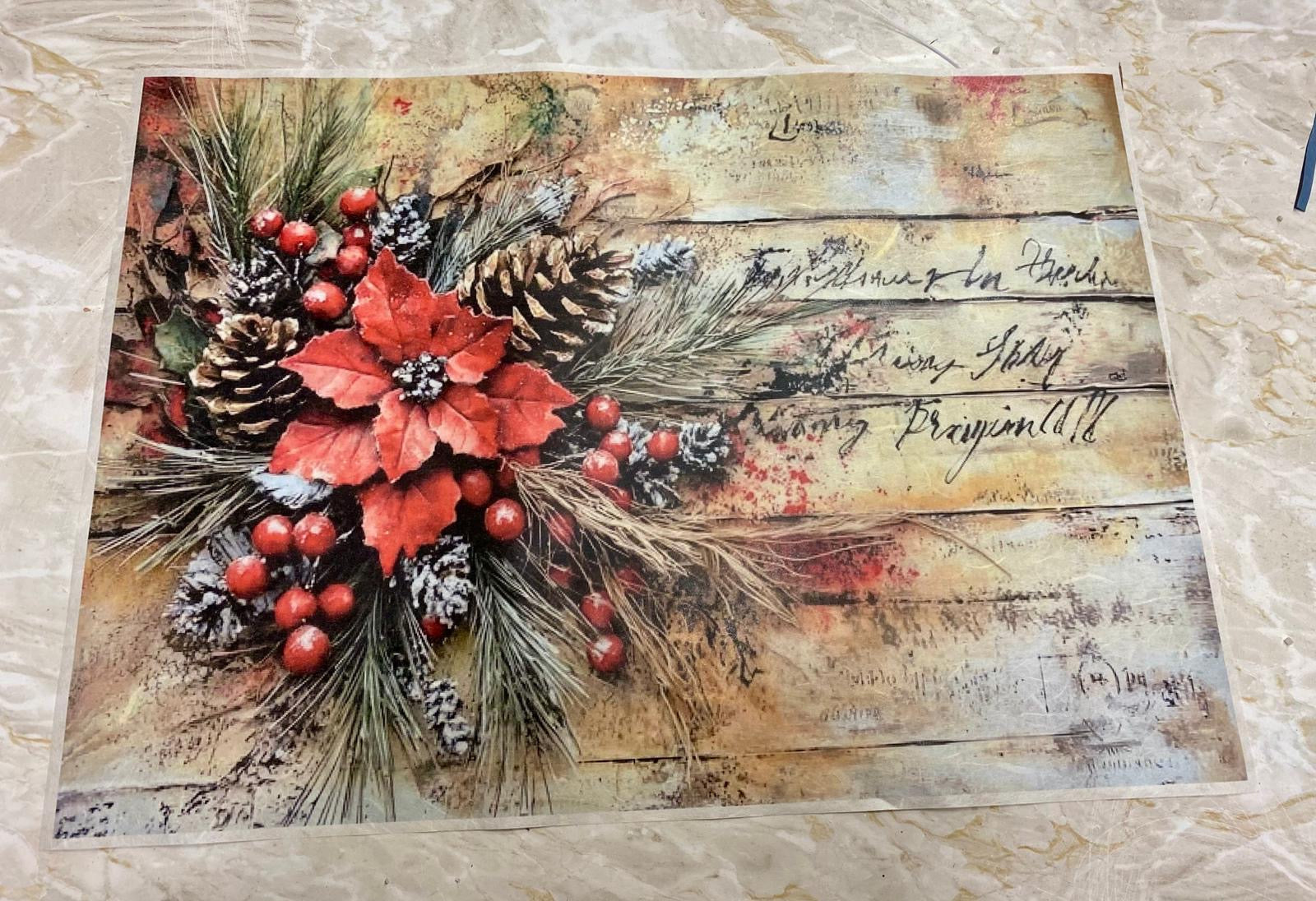 Carta di riso formato A3 sfondo con stella di natale