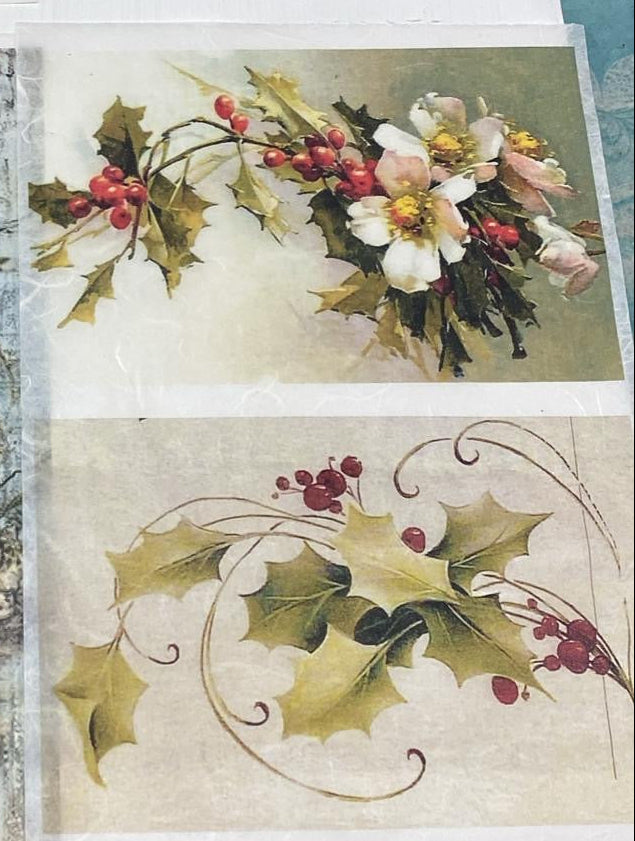 Carta di riso formato A4 fiori di Natale