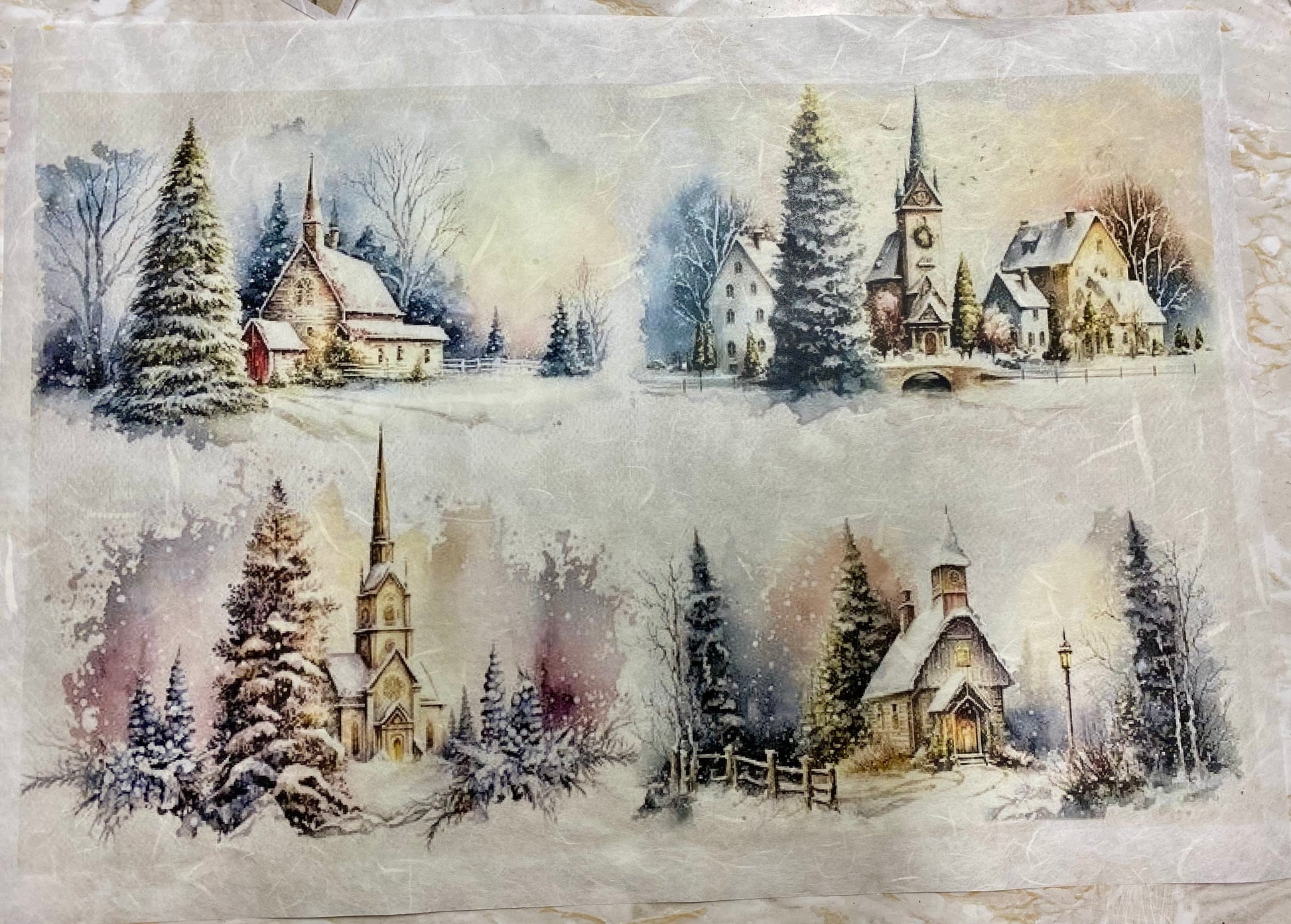 Carta di riso formato A3 paesaggi invernali