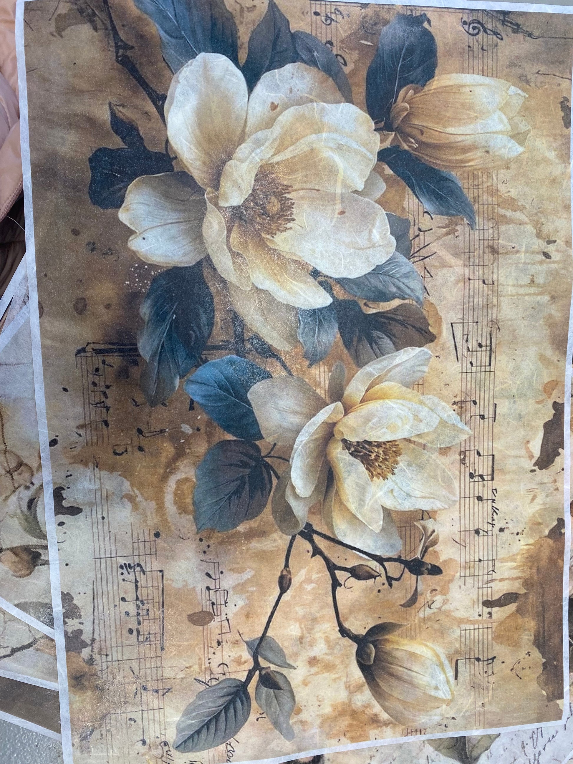 Carta di riso formato A3 fiori romantici