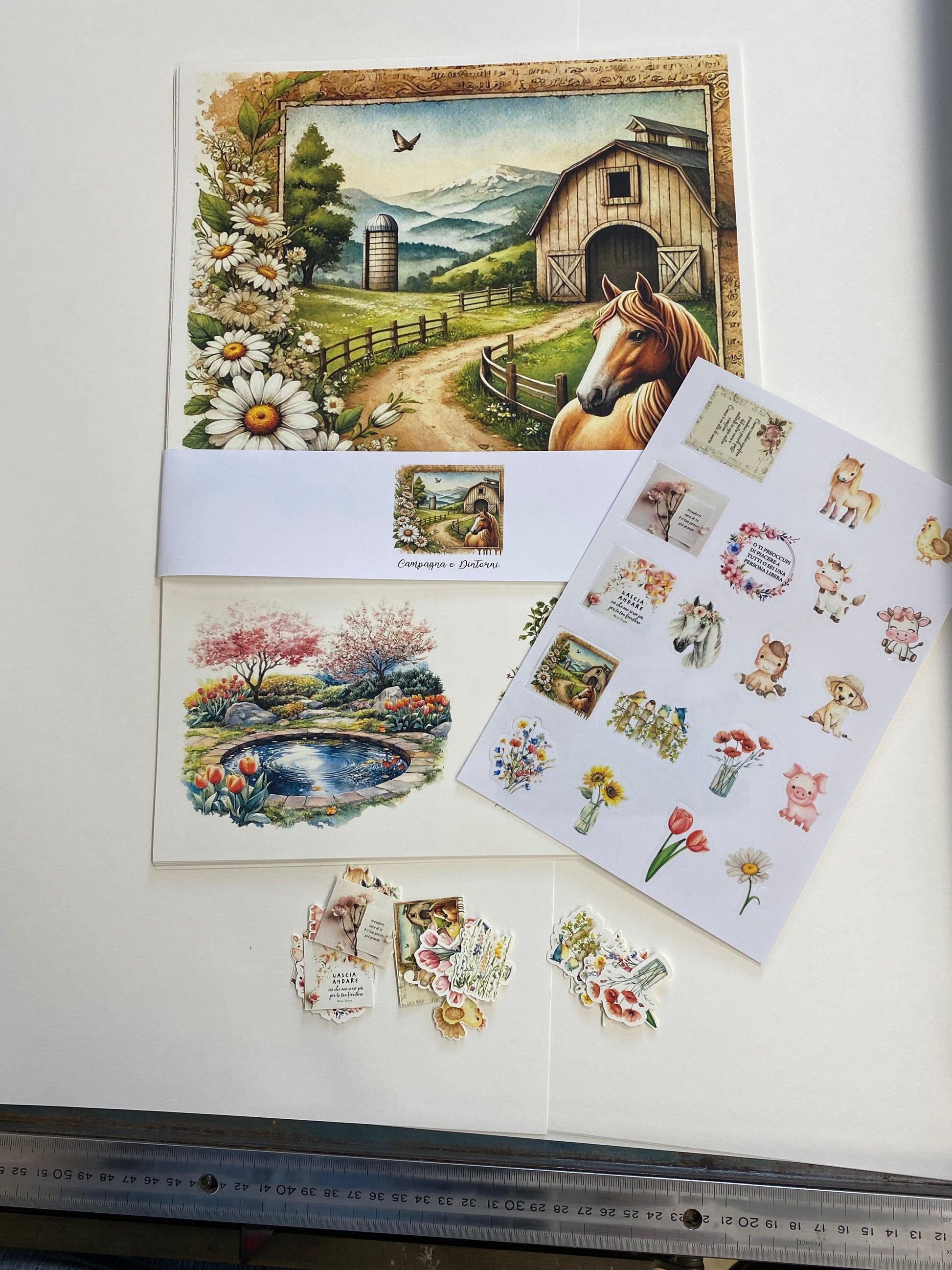 Set carte scrapbooking "campagna e dintorni"