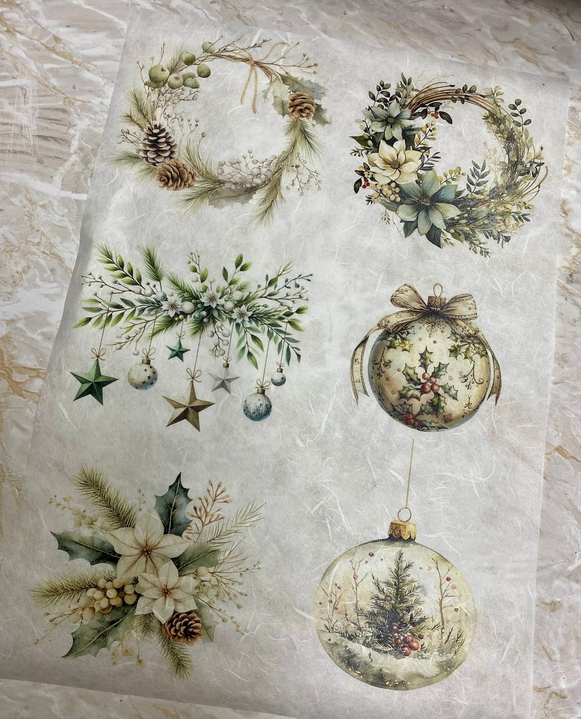 Carta di riso formato A3 decori in verde