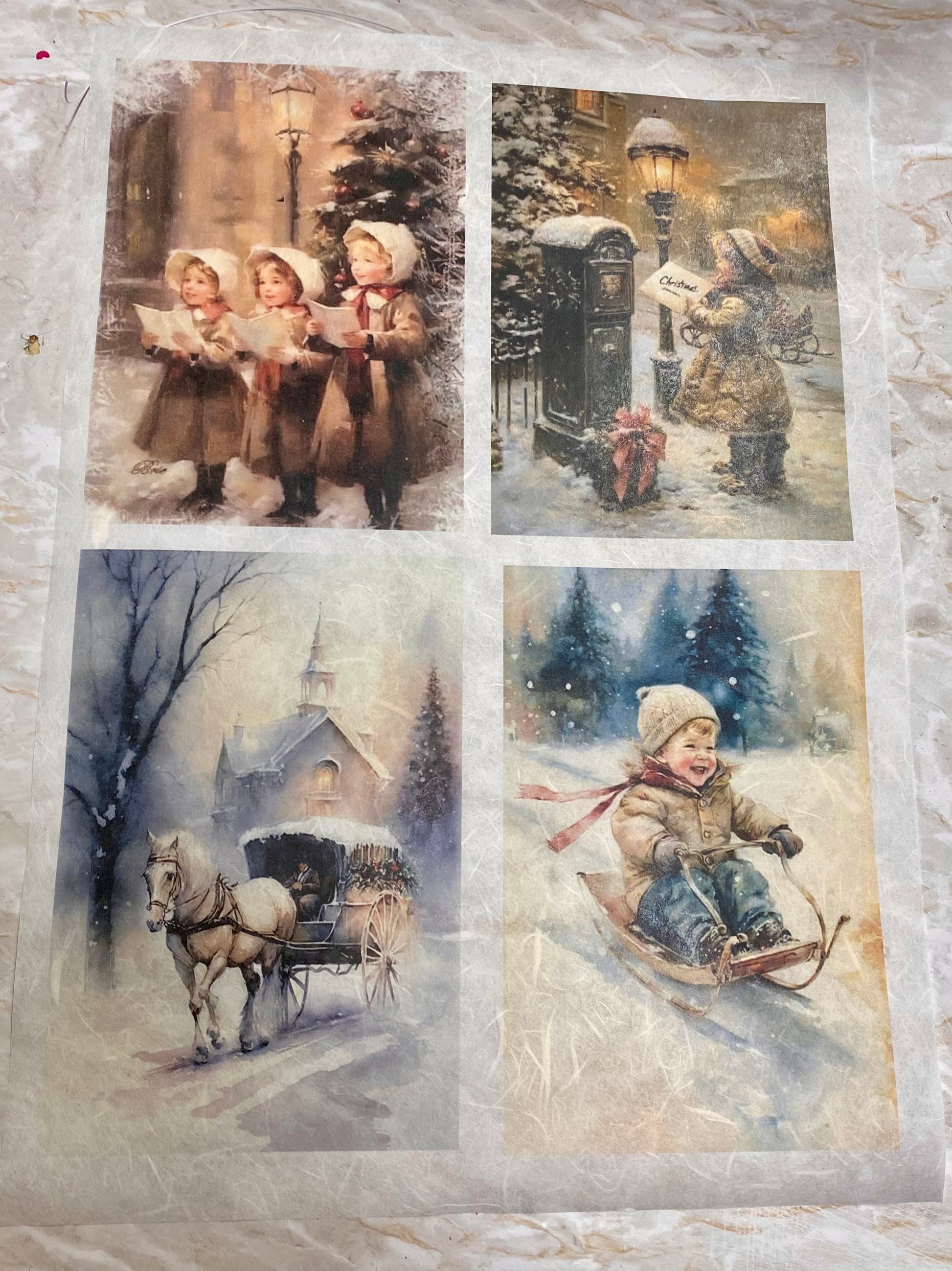 Carta di riso formato A3 natale Christmas vintage