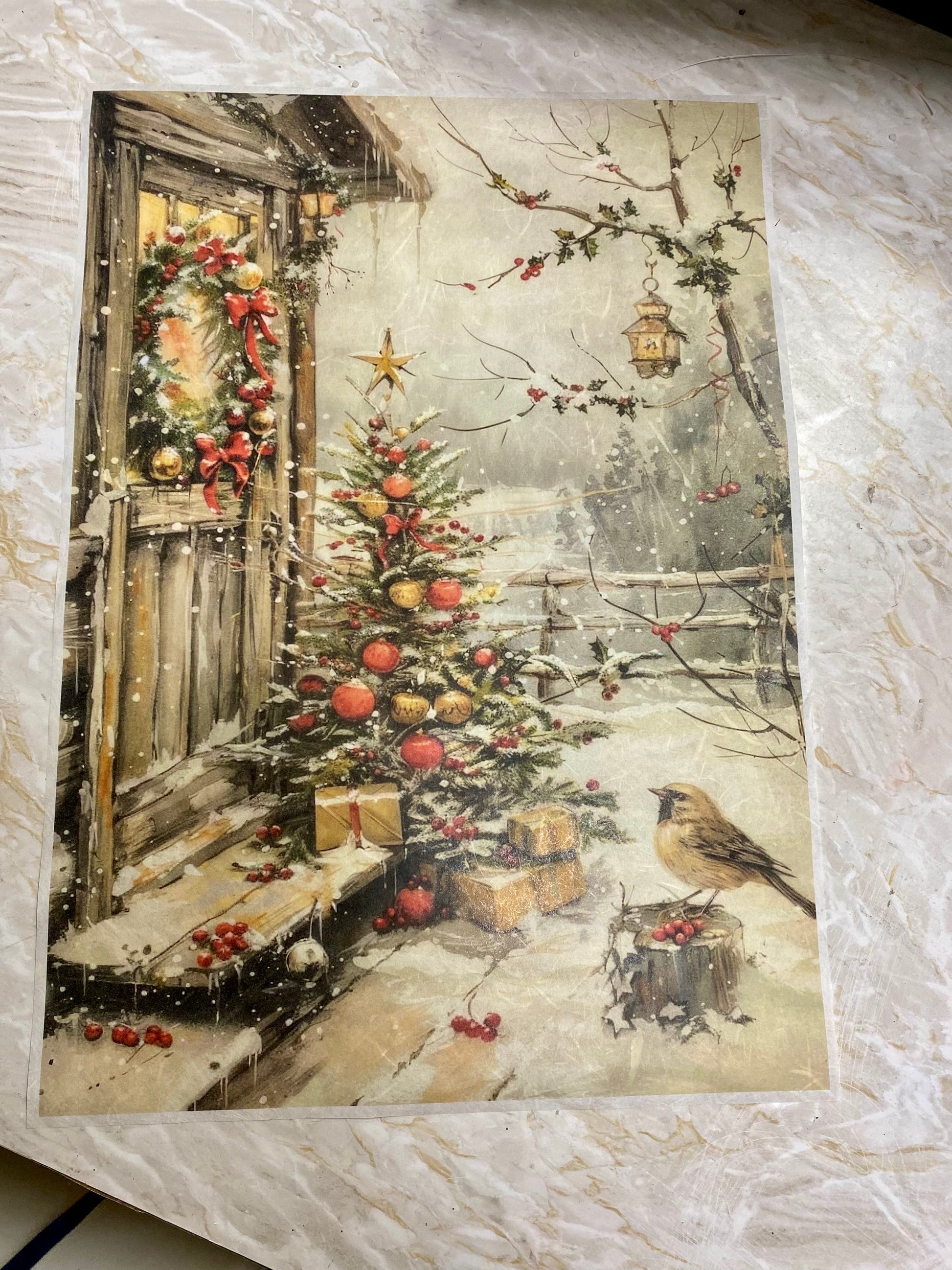 Carta di riso formato A3 angoli natalizi