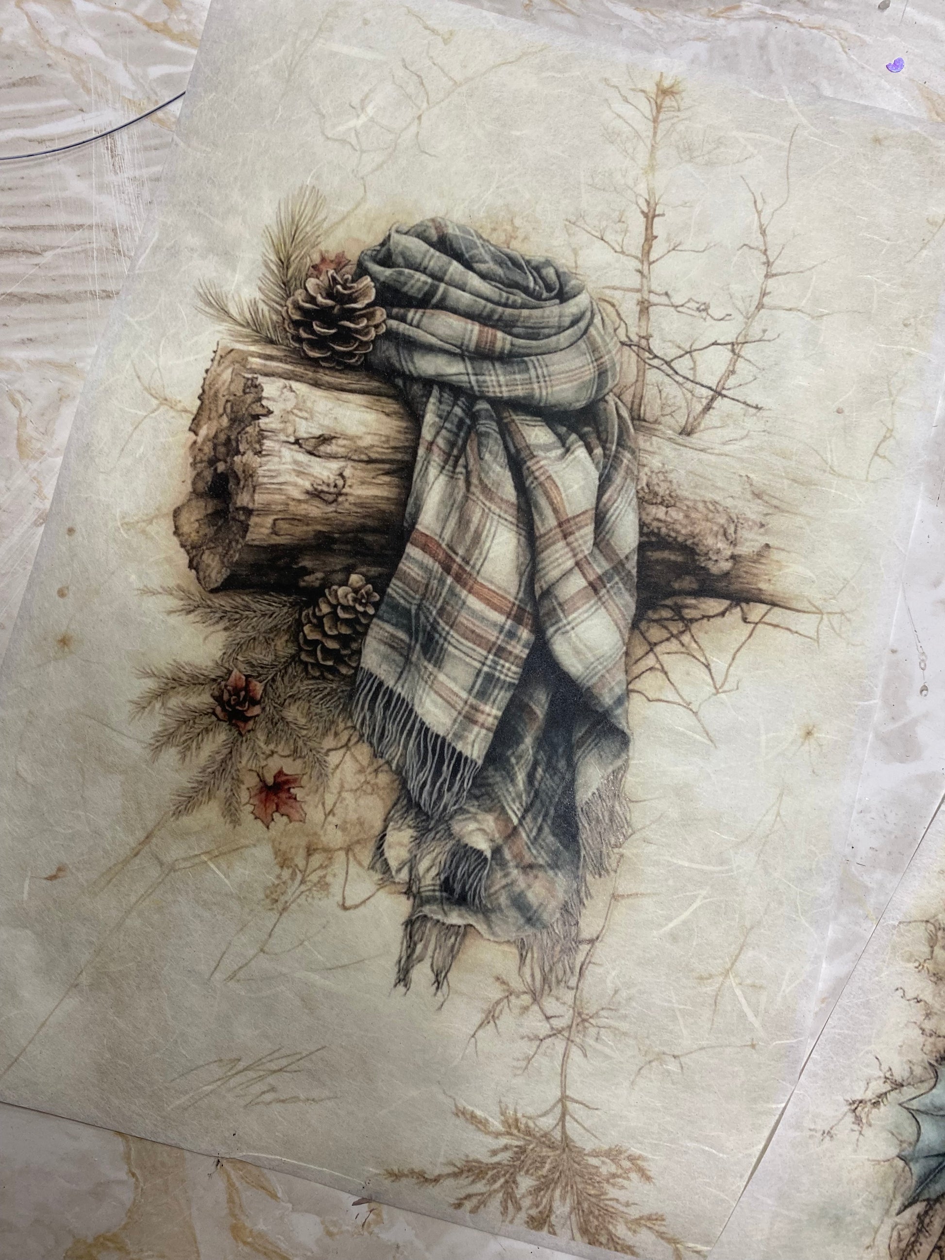 Carta di riso formato A4 sciarpa e tronco