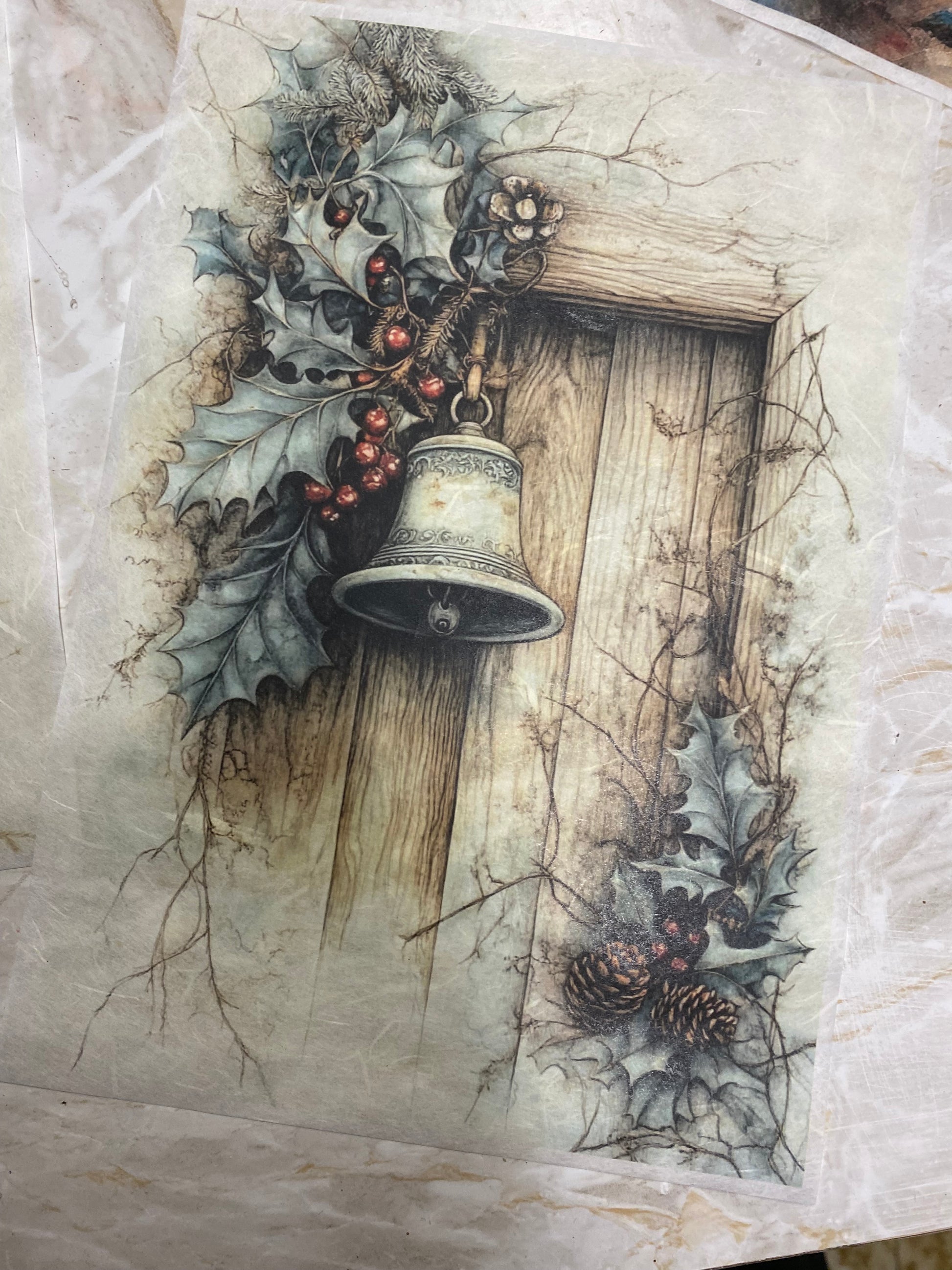 Carta di riso formato A4 porte e agrifogli