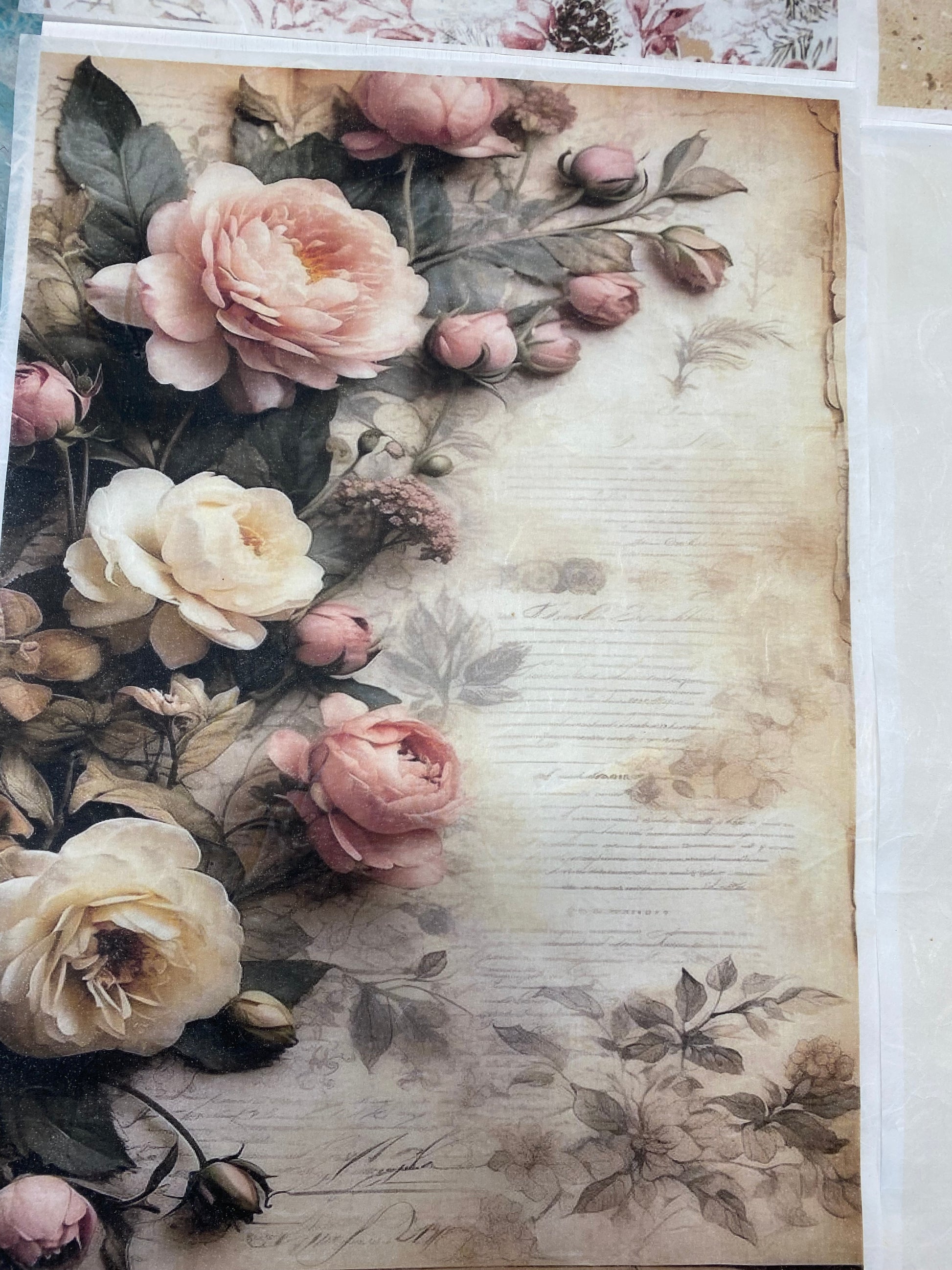 Carta di riso formato A4 rose sfondo