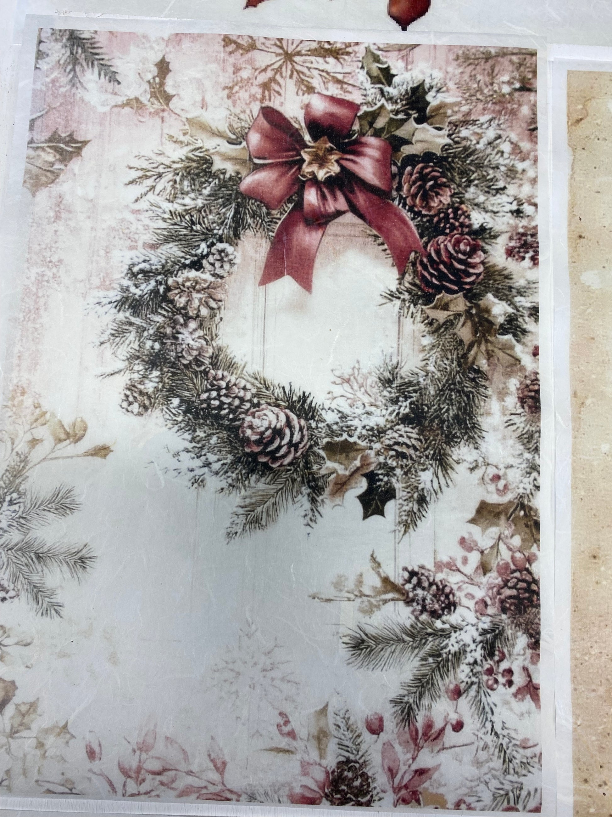 Carta di riso formato A4 ghirlanda natalizia sfondo