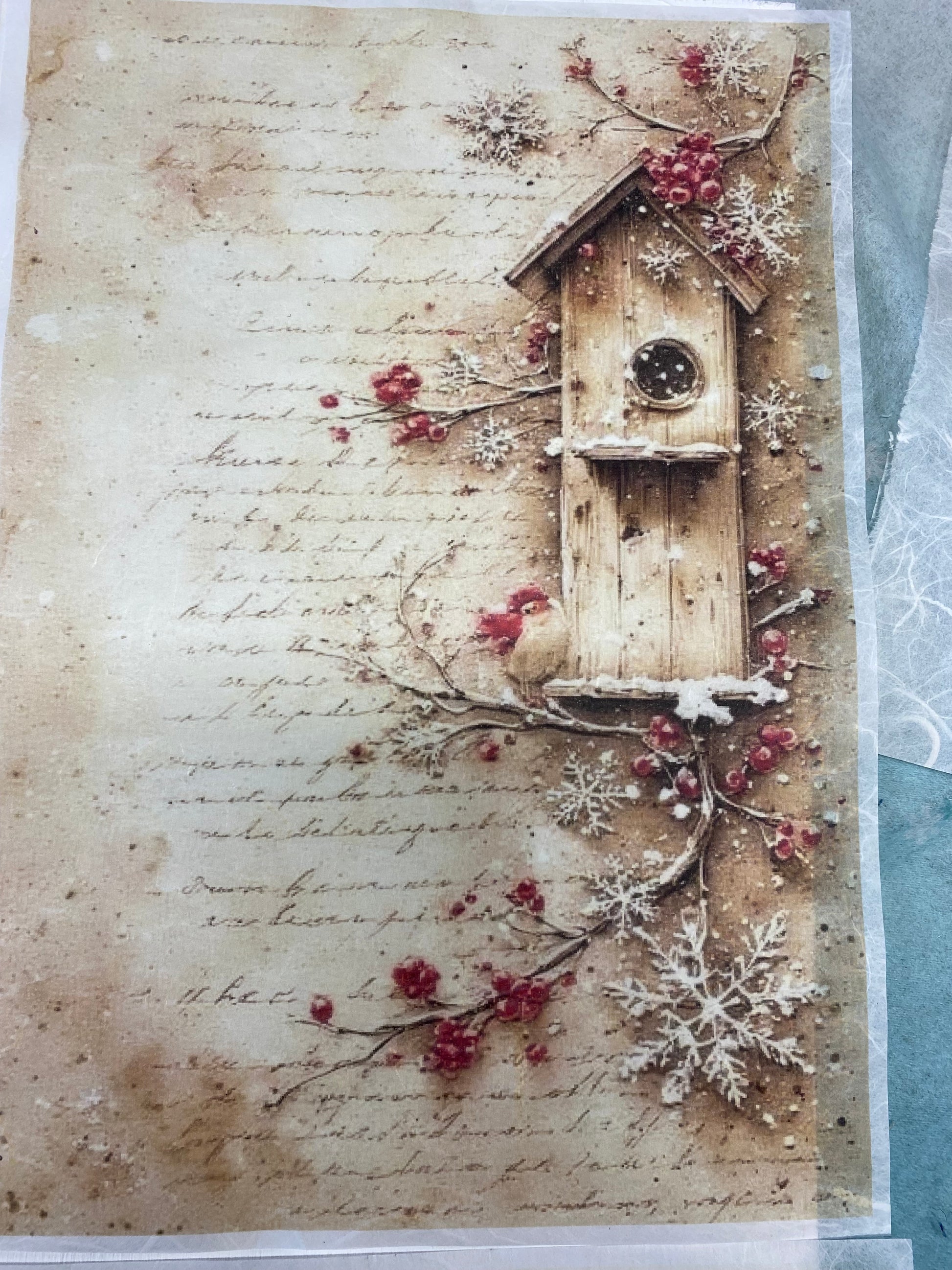 Carta di riso formato A4 casetta uccellini sfondo