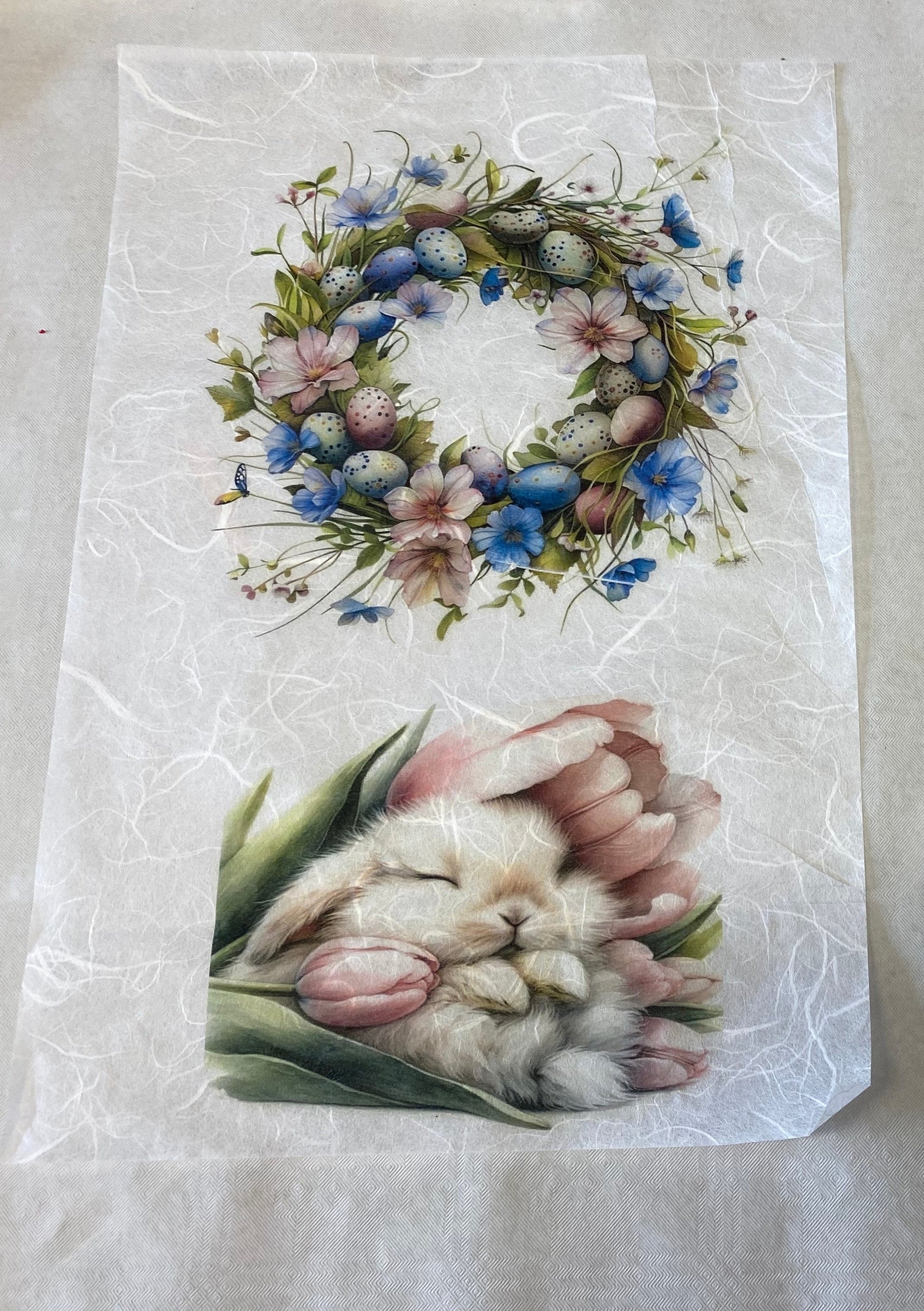 Carta di riso formato A4 coniglietto con tulipani