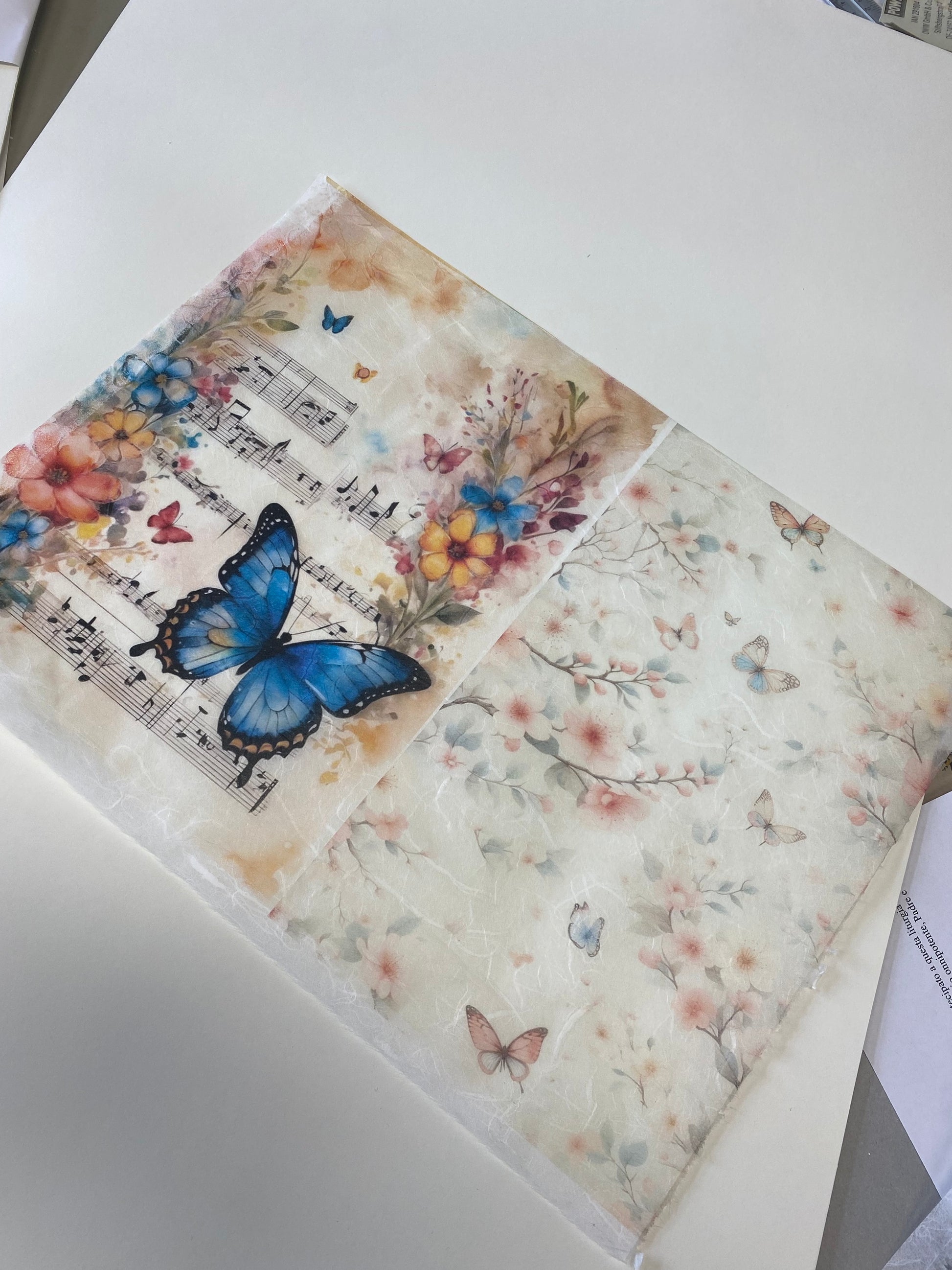 Carta di riso formato A4 fiori e farfalle